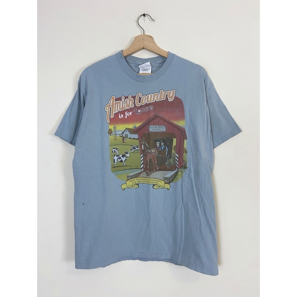 Vintage Amish Country Lovers Love Funny Nature Art Tee Shirt - Large